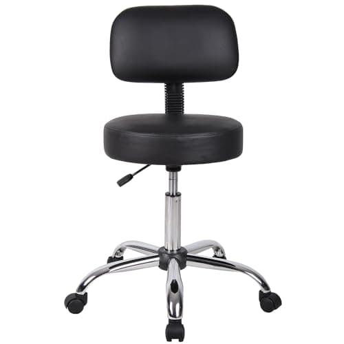 Boss Office Products B245-BK Be Well Medical Spa Stool with Back, Black 8