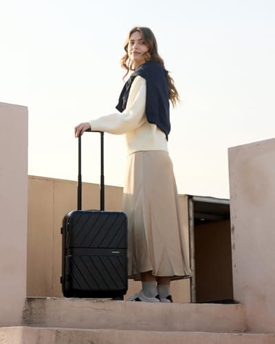 BAGSMART Carry On Luggage 22x14x9 Airline Approved With TSA Lock, 1OO% Polycarbonate Hardside Luggage with Spinner Wheels, Durable Hard Shell Carry On Suitcase 20 inch Black 8