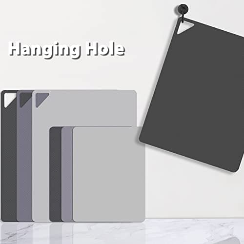WK Flexible Plastic Cutting Boards for Kitchen Set of 6, Non Slip Cutting Board Mats with Hole, Cutting Boards for Meat, BPA Free, Dishwasher Safe, Multi Size 6