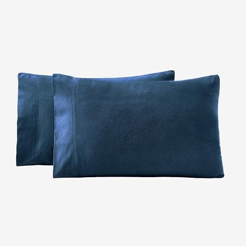 Superior Extra Soft All Season 100% Brushed Cotton Flannel Solid Bedding Pillowcase Set - Navy Blue, Standard Size 6