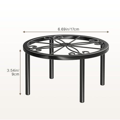 6.7 IN Plant Stand 1 PIC Metal Flower Pot Holders Indoor Tall 3.5'' Plant Rack Plant Riser Plant Shelf Accessories For Living Room Balcony Round Black 6