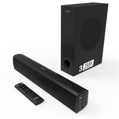 Majority Bluetooth Soundbar with Subwoofer | 100 Watts Sound bar for TV | 2.1 Stereo TV Sound Bar with Optical, RCA, USB, and AUX Playback | TV Speaker Bowfell Plus Sound Bar with Subwoofer
