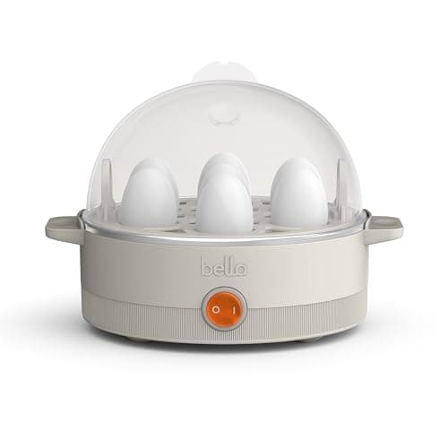 bella Electric Egg Cooker, 7 Eggs Capacity Tray, Single Stack, for Poached, Scrambled, Hard, Medium & Soft Boiled Eggs, Omelets and Steamed Dumplings, Auto Shutoff, 360 Watt, Oatmilk