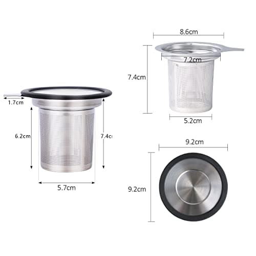 Tea Infuser, Extra Fine Mesh Tea Strainer with Silicone Lid, 304 Stainless Steel Tea Infusers for Loose Tea, Tea Steeper Basket Filter for Teapot, Mug, Cup 6