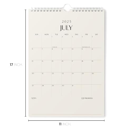 Karto Wall Calendar 2025 - Vertical 11x17 inch Runs Until June 2026 - Boost Your Productivity and Easy Planning with the Aesthetic Monthly Calendar - Beige 6