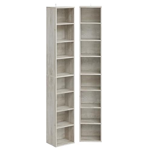IRONCK Tall Narrow Bookshelf 8 Tiers 71in Set of 2, Compact Corner Bookcase, Easy to Match for Living Room, Office, Study, Bedroom