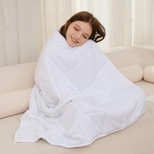 PRETTY NIGHT Weighted Blanket 7lbs Twin Size White 41"x60" Weighted Blankets Heavy Blanket are Comfortable and Cozy 7