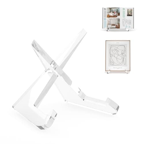 KHOTN Acrylic Cookbook Stand, Clear Cookbook Holder Recipe Book Holder, Multifunctional Display Stand for Counter or Tabletop, Photo Picture Frame Display Stand, Home Decor, Transparent