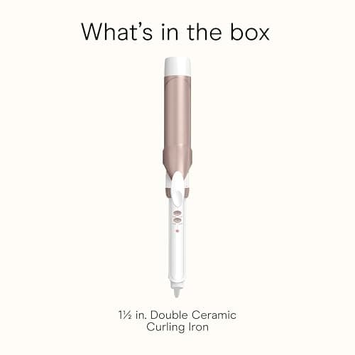 Conair Double Ceramic 1 ½-Inch Curling Iron, 1 ½-Inch Barrel Creates Soft Waves & Curls, Hair Curler for Use on Medium & Long Hair, White/Rose Gold 10