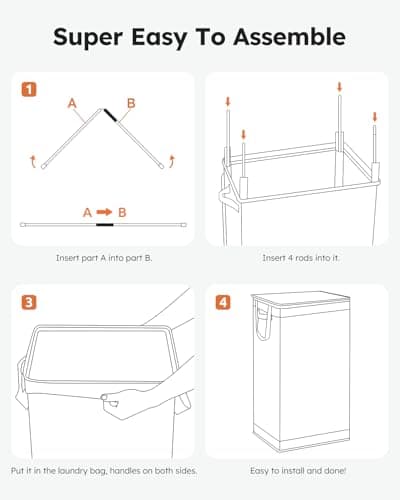 SOLEDI Laundry Hamper with Lid 100L Large & Tall Collapsible Laundry Basket, Clothes Hamper with Bag Removable Easy to Carry, Dirty Hampers for Bedroom, Bathroom, Dorm, College, Grey 9