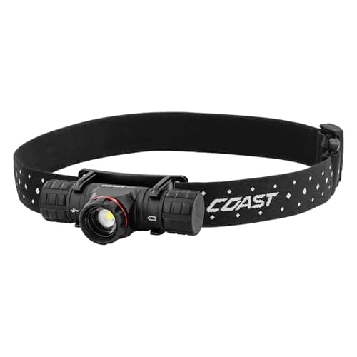 Coast XPH30R 1200 Lumen USB-C Rechargeable Dual Power Headlamp with Twist Focus Beam and Magnetic Base, 4.37 oz. - Black