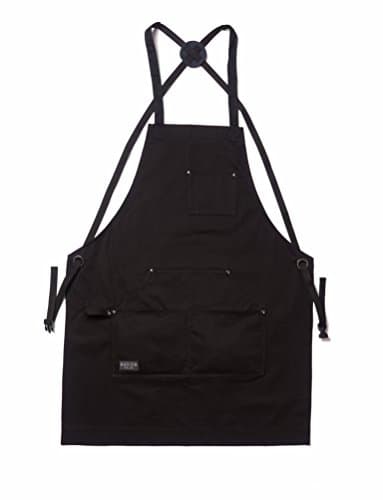 Hudson Durable Goods Professional Grade Chef Apron for Kitchen, BBQ, and Grill - 100% Cotton, Adjustable Crossback Apron for Men and Women with Large Pockets for Tools - Black 8