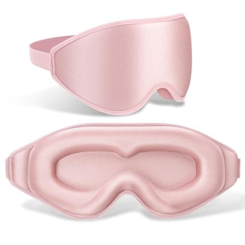 FlyCoco 99% Fully Block Out Light Eye Sleep Mask, 3D Deep Contoured Eyes Cover Zero Pressure, Long Lash Extension Eyes Mask with Adjustable Straps for Sleeping Travel Home Nap Rest Women Men (Pink)