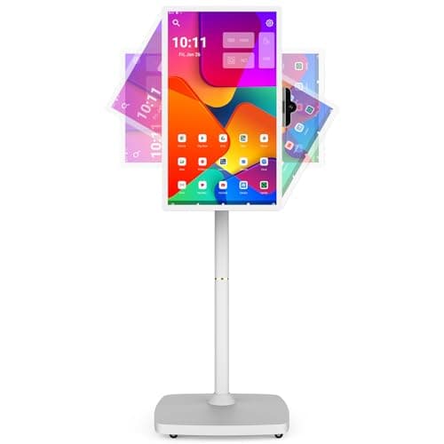Hikwel 27-Inch 1080p-Portable Touch-Screen-Monitor, Lift Height Adjustable Smart Touch Screen with Remote Control, Swivel Rotation Monitor, 60Hz Refresh Rate, Built-in Battery, White, Hikwel-001