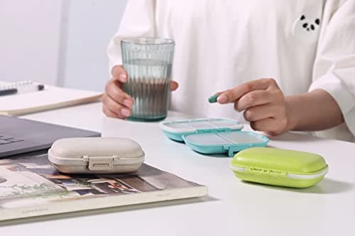 MEACOLIA 3 Pack 8 Compartments Travel Pill Organizer, Daily Pill Case Small Pill Box for Pocket Purse, Portable Pill Container Medicine Vitamin Organizer (Blue, Green, Khaki) 7