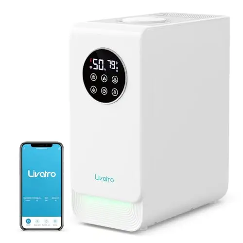 Livatro 6L Smart Humidifier for Large Room, Warm & Cool Mist with Top Fill Design, Alexa & App Control, Essential Oil Compatible, Ideal for Bedroom and Plants