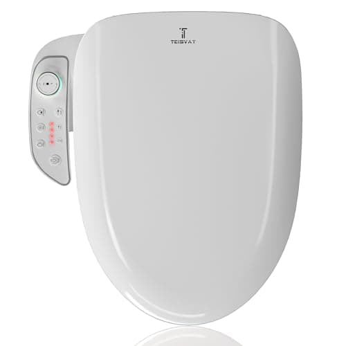 TEISVAY Electric Bidet Toilet Seat with Warm Water, Heated Toilet Seat with Dryer, Wash, LED Nightlight, and Soft Close Toilet Lid, Elongated Heated Bidet(Fit 1/2" Valve)