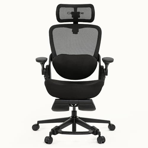 CabLady S2 Petite Ergonomic Office Chair for Women, Small Frame Desk Chair with Adjustable Lumbar, Headrest & Footrest, Space-Saving Flip-Up Armrests