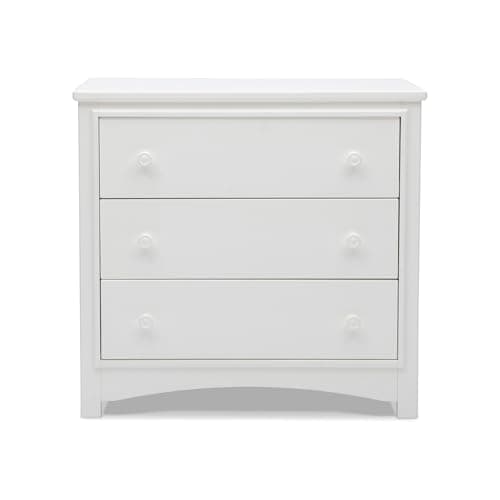 Delta Children Perry 3 Drawer Dresser with Changing Top and Interlocking Drawers, Bianca White 12
