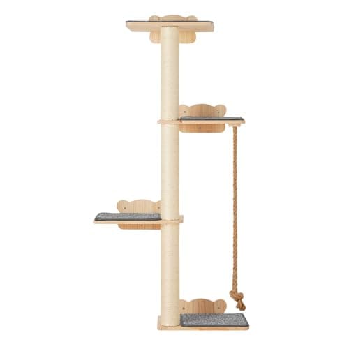VEVOR 4 Tiers Tall Cat Wall Furniture Set with 4 Jumping Boards, Wall-Mounted Cat Floating Shelf up to 40 lbs, 12 mm Pine Wood Perch for Sleeping, Playing, and Climbing 10