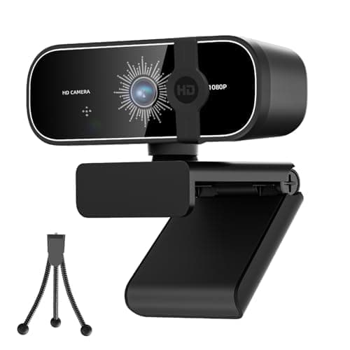 ISKOVI C28 1080P Webcam with Privacy Cover and Tripod Stand, PC Camera with Noise-Cancelling Mic, Auto Light Correction, Plug and Play, Web Camera for Streaming, Zoom/Facetime