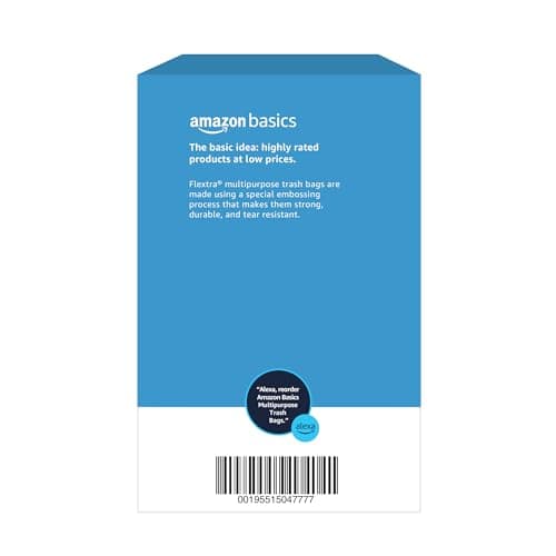 Amazon Basics 30 Gallon Flextra Strength Multipurpose Drawstring Trash Bags, 20% Post Consumer Recycled Material, Tear Resistant, Black, 50 Count 6
