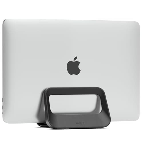 Vertical Laptop Stand for Desk,Plastics Laptop Holder Dock with Silicone Protection,Compatible with All MacBook/Surface/Samsung/HP/Dell/Chrome Book (Black)