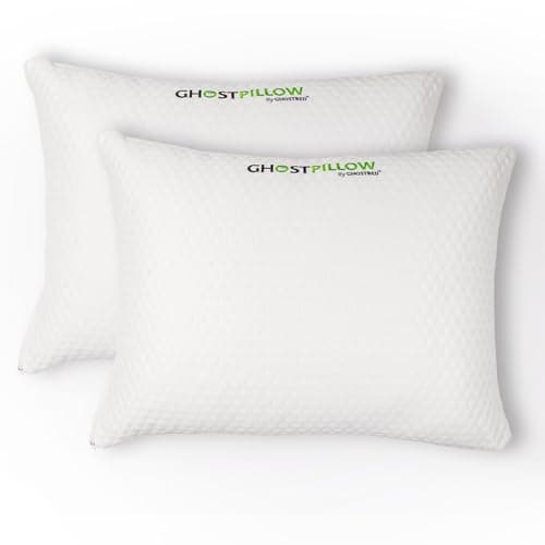 GhostBed Shredded Memory Foam Pillow with Adjustable Gel and Cooling Breathable Cover - Standard Size Shredded Pillows CertiPUR-US Certified 2-Pack
