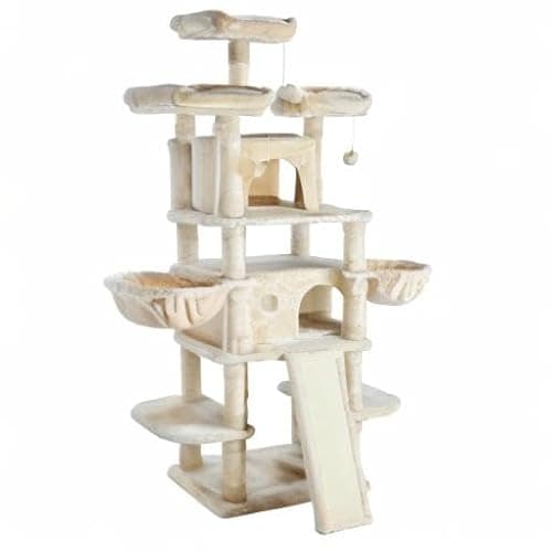 SHA CERLIN 68 Inches Multi-Level Large Cat Tree for Large Kitties/Big Cat Tower with Condo/Cozy Plush ‌Pussycat Perches/Sisal Scratching Posts and Hammocks/Activity Center/Beige 10