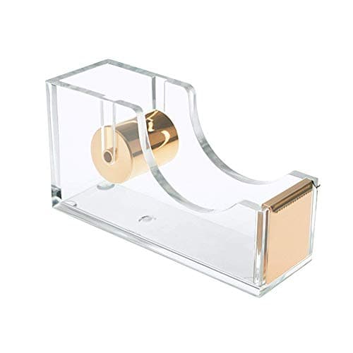 Acrylic Gold Tape Dispenser,Clear Acrylic Desk Dispenser Kit , Modern Design Office Desktop Tape Dispense 8
