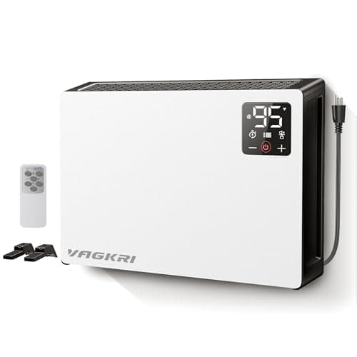 VAGKRI Quiet Electric Space Heater, Wall Mounted Heater 1500W Fast Heating with Remote, 3 Heating Modes, 24H Timer, Indoor Heaters with Stand Base for Bathroom, Bedroom, Living Room, Office