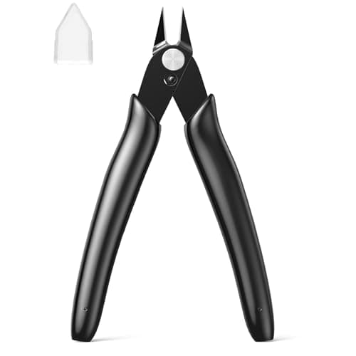 BOENFU Micro Wire Cutters 5 Inch 3d Print Snips Model Nippers Filament Zip Tie Flush Cutter for Jewelry Making, Soft Copper Wire, Crafts, Floral, Electronics, Black