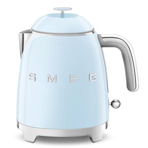 SMEG Mini 50's Retro Style 3 Cup Electric Kettle with Double Wall Anti Slip Base and Water Level Indicator (Pastel Blue)