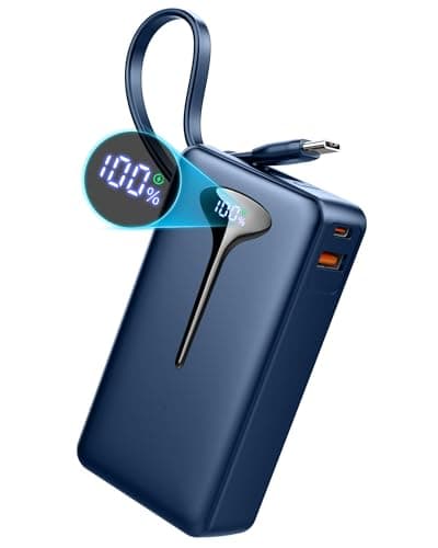 10000mAh Power Bank, 2025 Portable Charger USB C, 22.5W Fast Charging Power Bank with Built in Cable, Travel Portable Phone Charger with 3 Output HD LED Display Battery Pack for iPhone Android Laptop