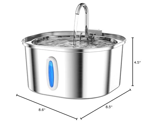 PEKTACO Stainless Steel Cat Water Fountain, 3.2L/108oz Cat Water Dispenser with Ultra-Quiet Water Pump and Water-Level Window, Dishwasher Safe Pet Drinking Fountain for Cats & Small Dogs 9