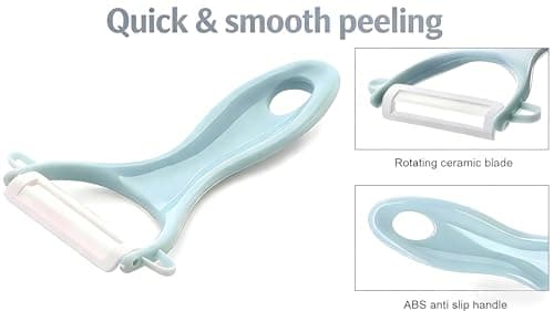 2-Pack Ceramic Y-Peeler Set - Sharp Rust-Proof Vegetable & Fruit Peelers, Blue 6