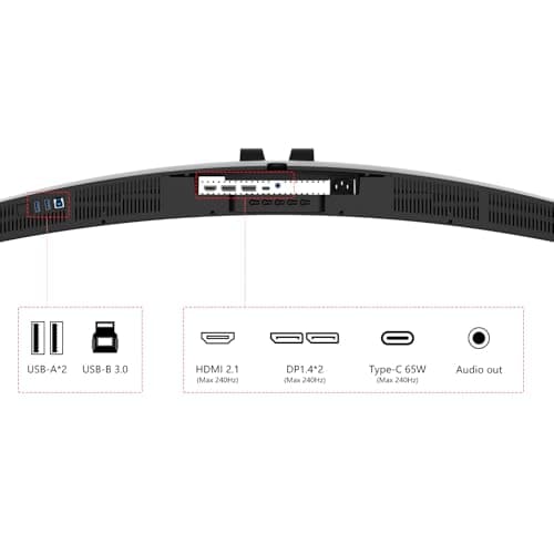 INNOCN 49" 240Hz Curved Monitor Ultrawide Gaming QHD 5120 x 1440P Computer Monitor, R1800, 99% sRGB, HDR400, USB Type C, DisplayPort, HDMI, Built-in Speakers, Height/Tilt Adjustable - 49C1S 8