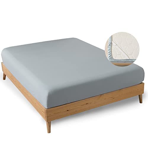 MINIPANDA Queen Size Fitted Sheet with Bed Sheets Holder Straps for Corners, Deep Pocket - Ultra Soft - Microfiber Sheets (Gray)