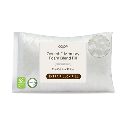 Coop Home Goods Extra Oomph Fill, Cross-Cut Memory Foam, Medium Density Pillow Fill, Extra Fill Bag, Refill to Customize Your Premium Adjustable Pillow, GREENGUARD Gold and CertiPUR-US Certified