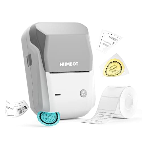 NIIMBOT B1 Barcode Label Maker, Bluetooth Thermal Label Printer, Portable Sticker Maker for Home Organization, Mailing, Bakery,Grocery, Small Business, Compatible with Phone Computer,Sky Grey