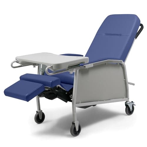 Lumex 3-Position Medical Recliner, Reclining Geri Chair with Wheels, Imperial Blue