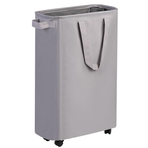 efluky Slim Laundry Hamper with Wheels, Rolling Laundry Basket for Clothes, Small Laundry Basket for Bedroom, Dorm and Laundry Room, 60L (12.7 Gallons) Grey