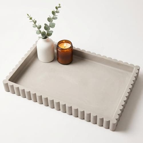 OAKOA Concrete Decorative Tray for Coffee Table Tray Decor - Ottoman Tray for Living Room - Bandejas Decorativas - Table Trays Decorative - Coffee Table Centerpiece