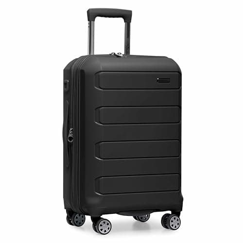 Traveler's Choice Pagosa Hardshell Expandable Luggage with Spinner Wheels, Black, 22-Inch Carry-on