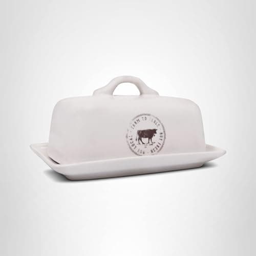 Creative Co-Op Stoneware Butter Dish with Cow Decal 8