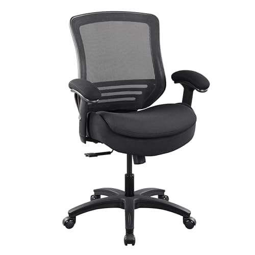 BOLISS 400lbs Mid Back Mesh Ergonomic Super Soft Wide Cushion Office Computer Desk Chair Adjustable Arms(Black)