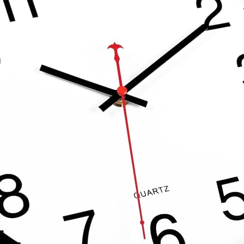 Foxtop Black Wall Clock Silent Non-Ticking 12 Inch Quartz Battery Operated Round Analog Wall Clock for Classroom School Office Living Room Bedroom Home 9