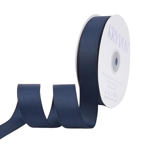 Kryvus Navy Blue Ribbon, Grosgrain Ribbon 1 Inch x Continuous 50 Yards, Navy Blue Grosgrain Ribbon for Crafts, Gift Wrapping, Hair Accessories, Wedding Decor, Sewing and Bow Making