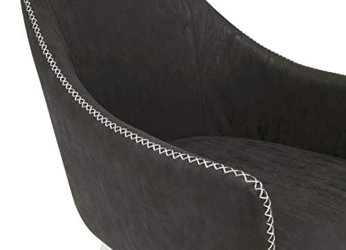 Calico Designs Sydney Swivel, Mid Back Home Office Accent Chair with Arms, No Casters, in White Metal Legs/Crinkled Patterned Dark Gray Faux Leather with Stitching Detail, Grey 5