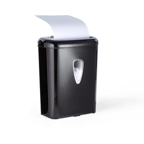 Amazon Basics 6 Sheet High Security Micro-Cut Paper and Credit Card Shredder, P-4 Security Level, Easy to Empty, Black